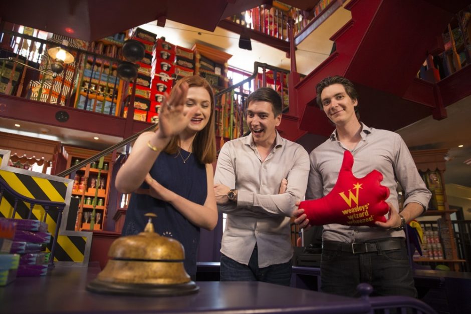 James Phelps, Oliver Phelps and Bonnie Wright experience Weasleys' Wizard Wheezes