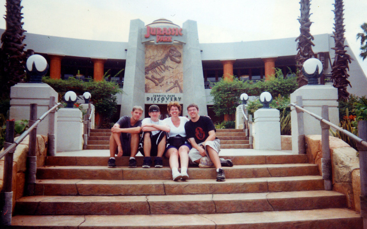 The author (far right) visits Islands of Adventure in 1999.