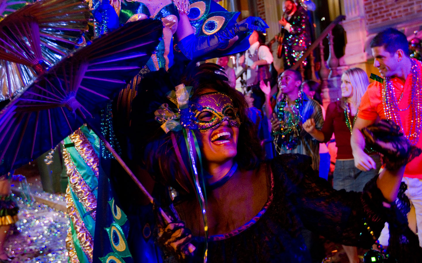 Enjoy a colorful parade at Universal Orlando's Mardi Gras