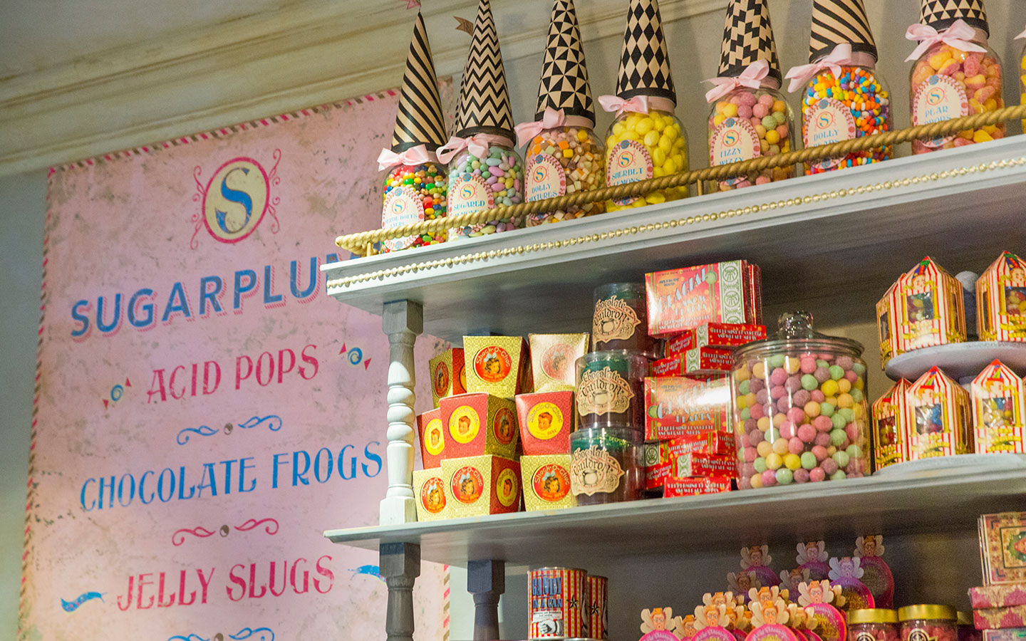 Grab a chocolate frog or butterbeer fudge at the new Sugarplum's sweet shop in The Wizarding World of Harry Potter - Diagon Alley