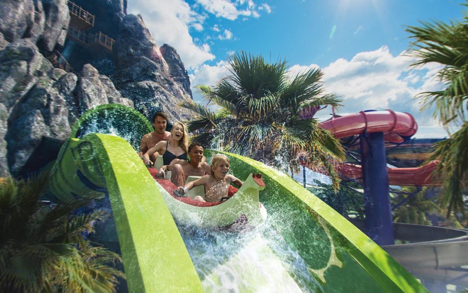 Twist and turn through Universal's first-ever aqua coaster Krakatau Aqua Coaster at Universal's Volcano Bay.