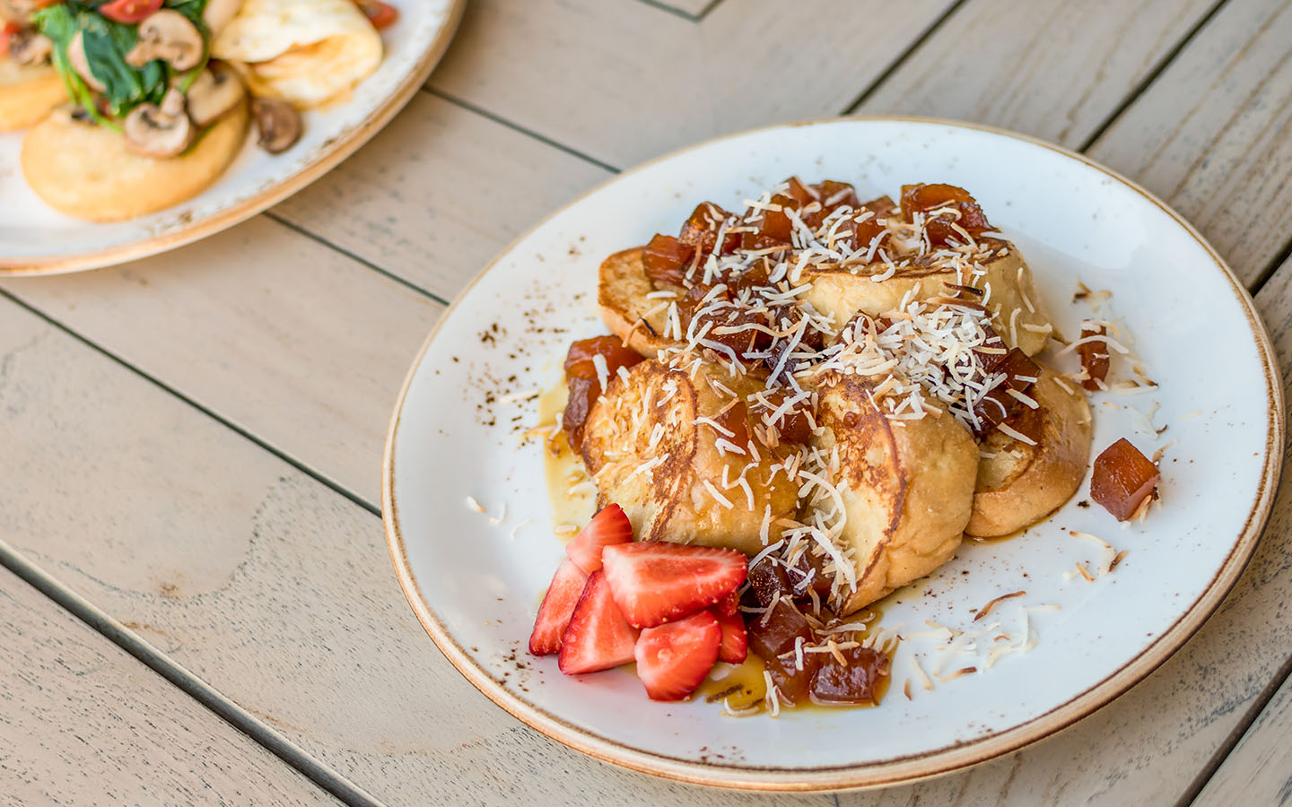 Caribbean French Toast from Amatista Cookhouse at Loews Sapphire Falls Resort.