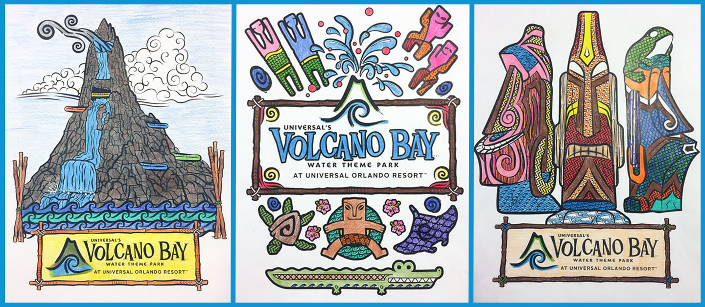 Coloring pages for Universal's Volcano Bay Water Theme Park