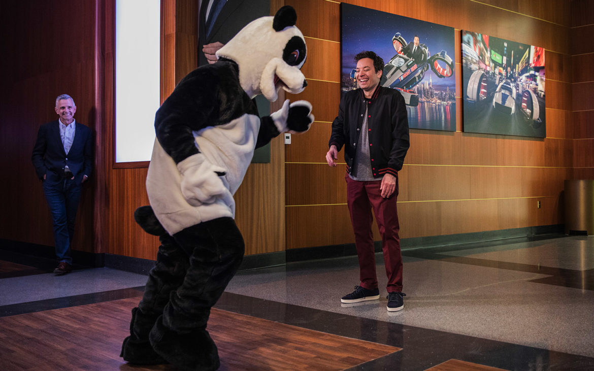 Jimmy Fallon and Hashtag the Panda at Race Through New York