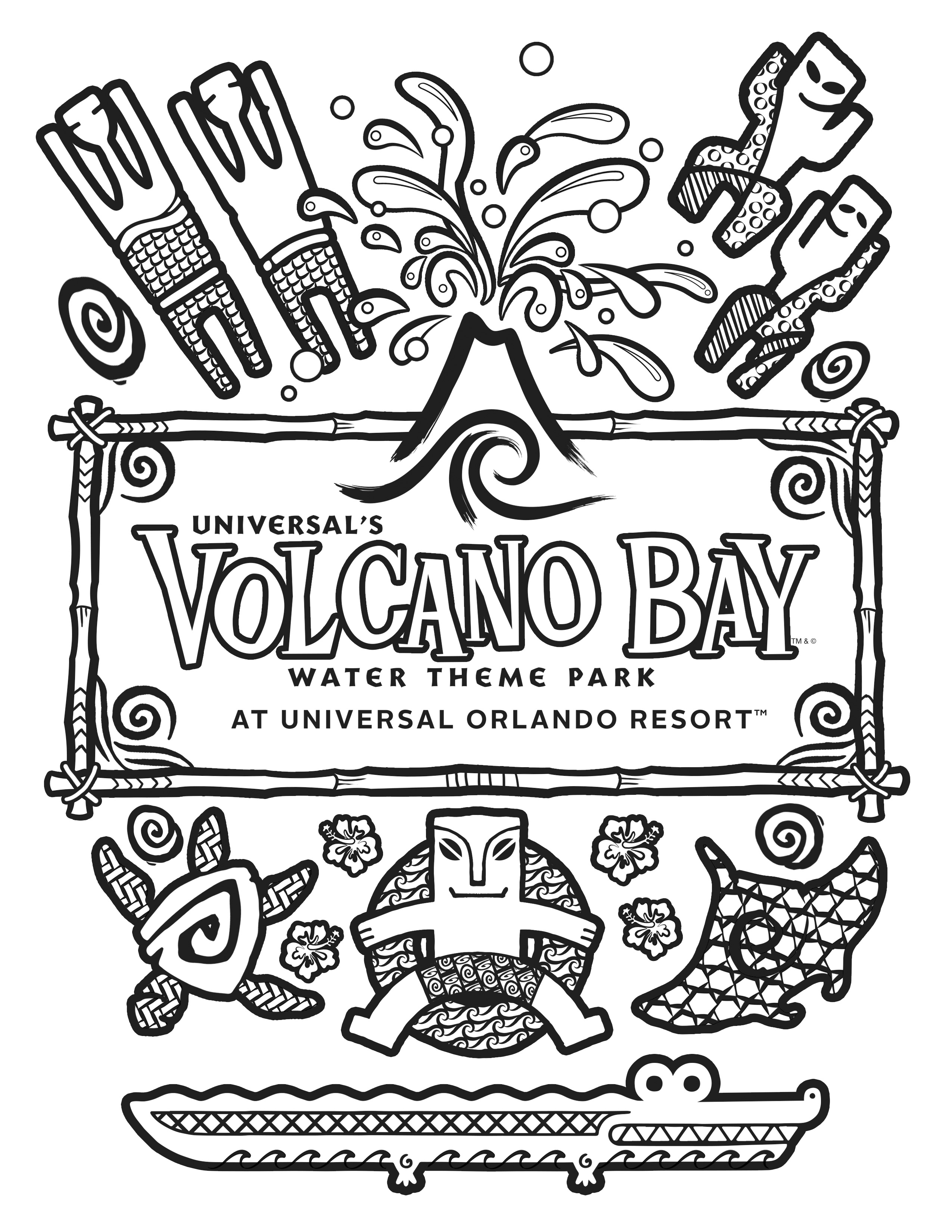 Universal's Volcano Bay Coloring Page
