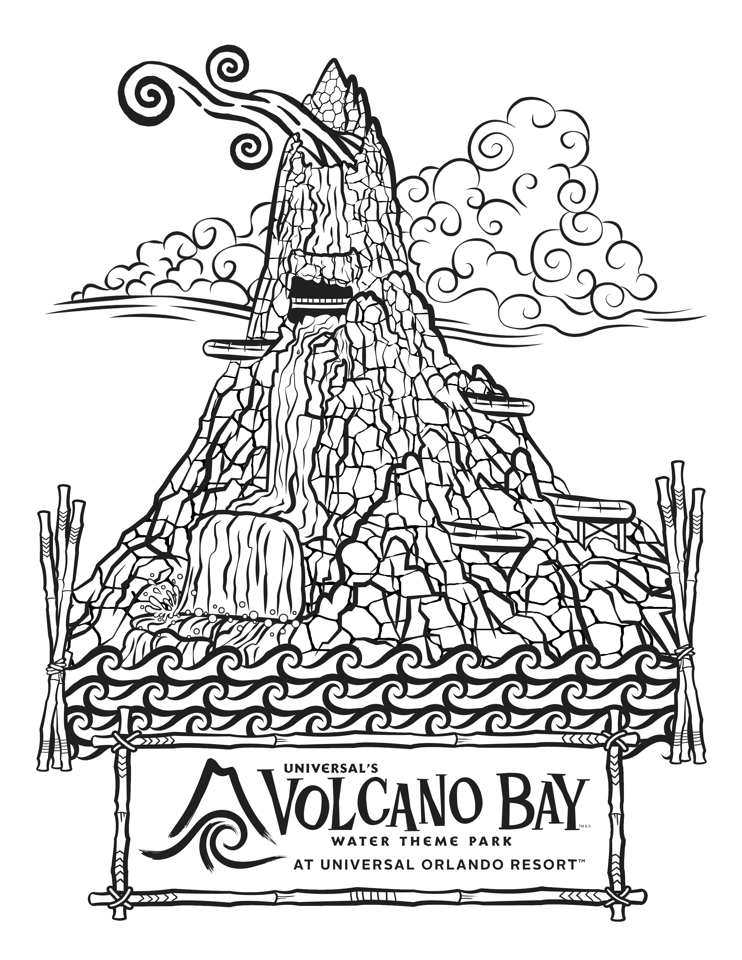 Universal's Volcano Bay Krakatau Coloring Page