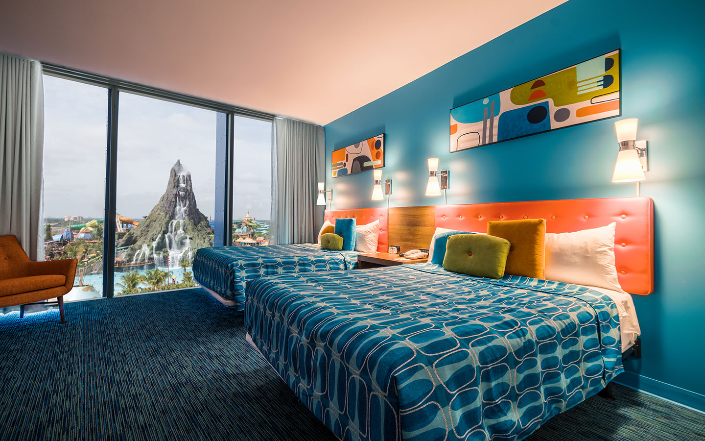 Enjoy a view of Universal's Volcano Bay when you stay at the new Universal's Cabana Bay Towers.