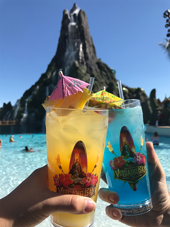 Enjoy a refreshing signature drink from Universal's Volcano Bay.
