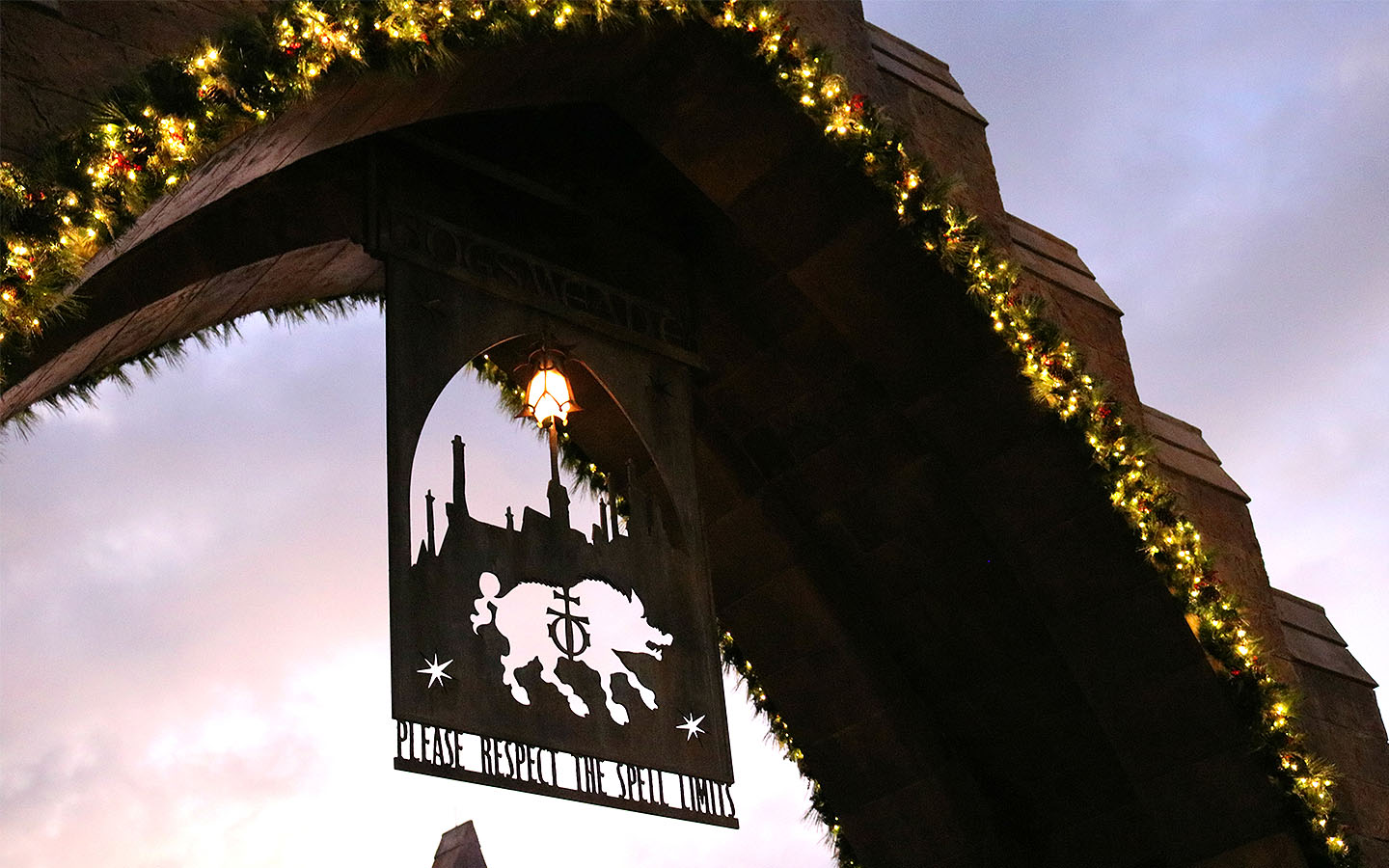Christmas decor at The Wizarding World of Harry Potter - Hogsmeade