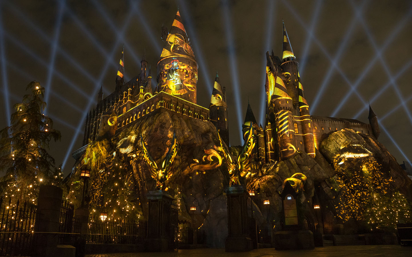 The Nighttime Lights at Hogwarts Castle - Hufflepuff