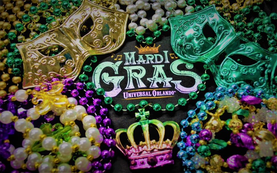 Mardi Gras Merchandise - Face Masks Crown Beads and Logo Tee. 