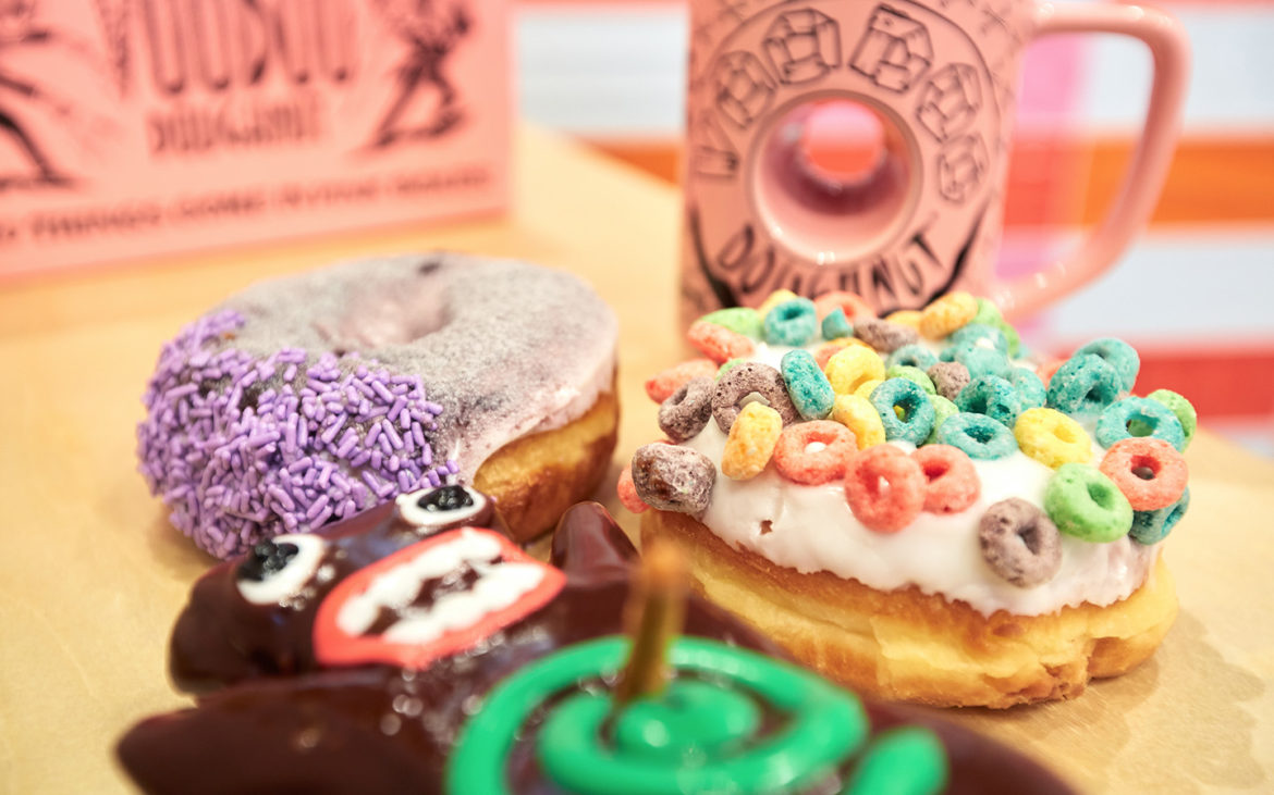 The Loop and Grape Ape Doughnuts from Voodoo Doughnut at Universal CityWalk