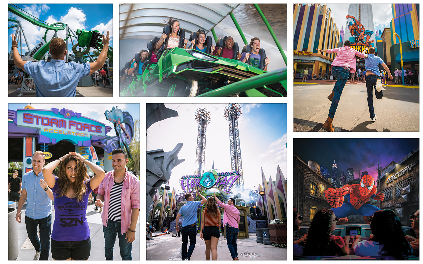 Experience the incredible Hulk coaster, go web slinging on the amazing adventures of Spider-Man, take on Doctor Doom's fearfall and more.