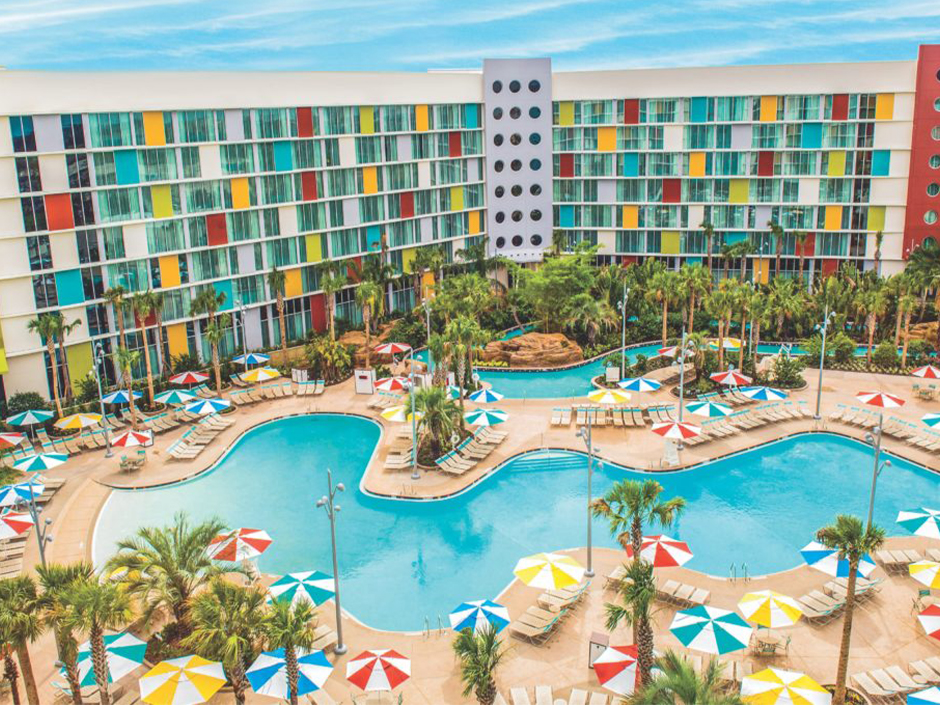 The Lazy River Courtyard at Cabana Bay Beach Resort.