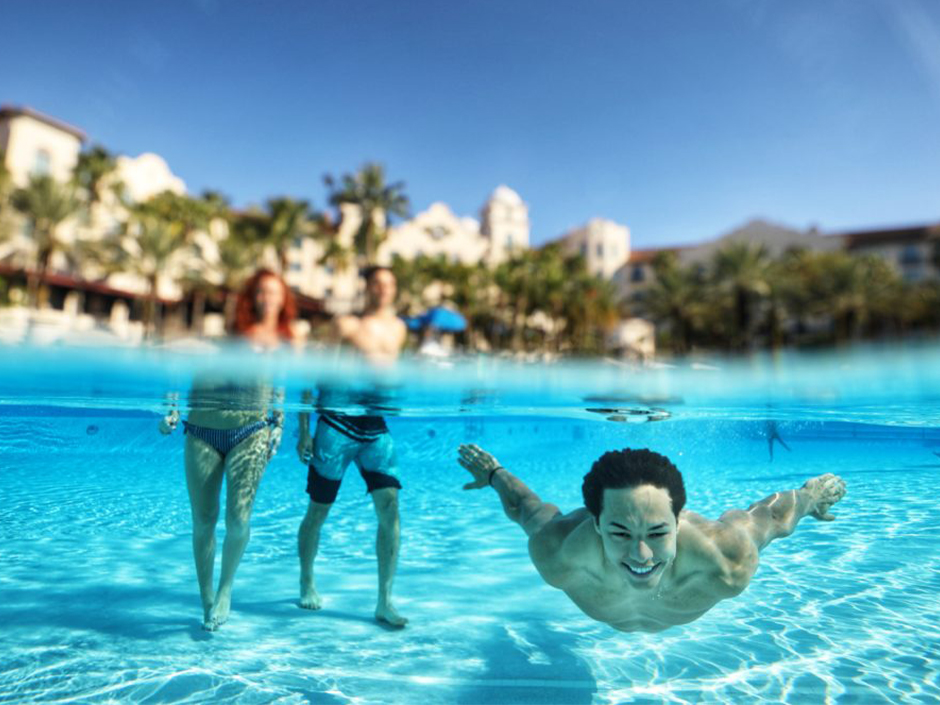 Friends in pool at Hard Rock Hotel Orlando.