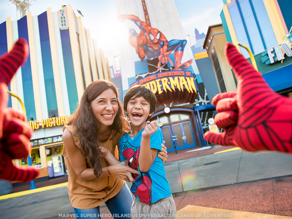 Spider-Man with a woman and boy