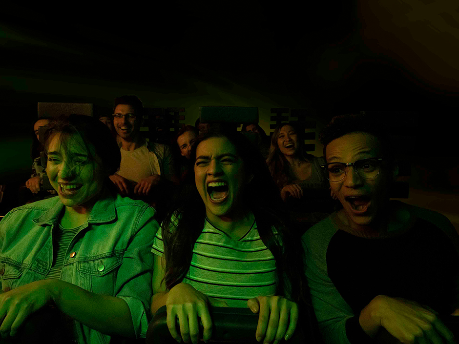 Tourists enjoying Revenge of The Mummy Universal Studios Hollywood