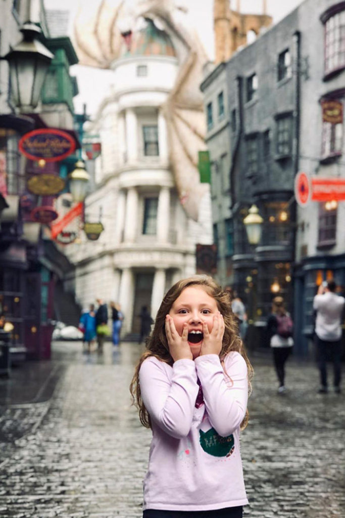 Surprised Little Girl in the street in Diagon Alley