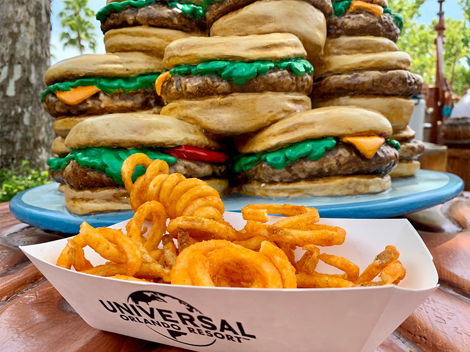 Curly Fries with Fake Hamburger backdrop