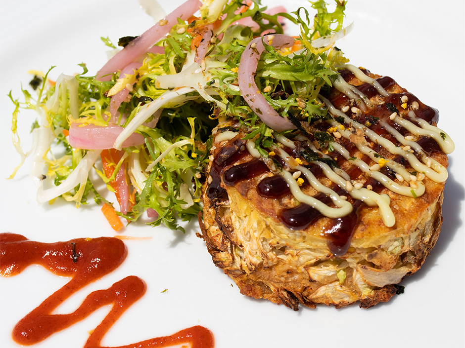 Close up UOAP Crab Okonomiyaki dish Lombards