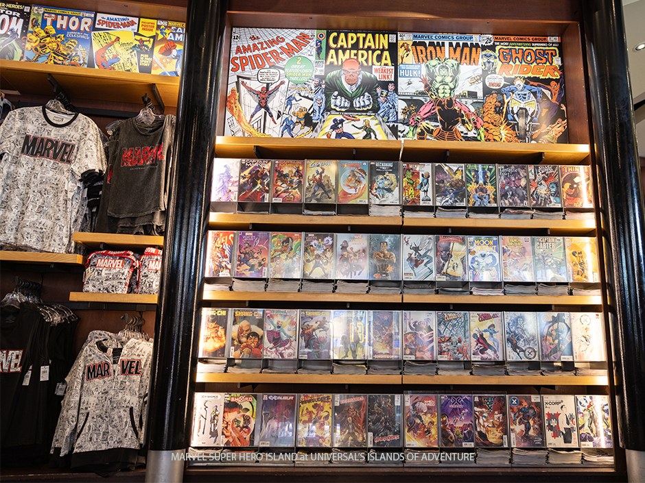 Shelf filled with Marvel Comics
