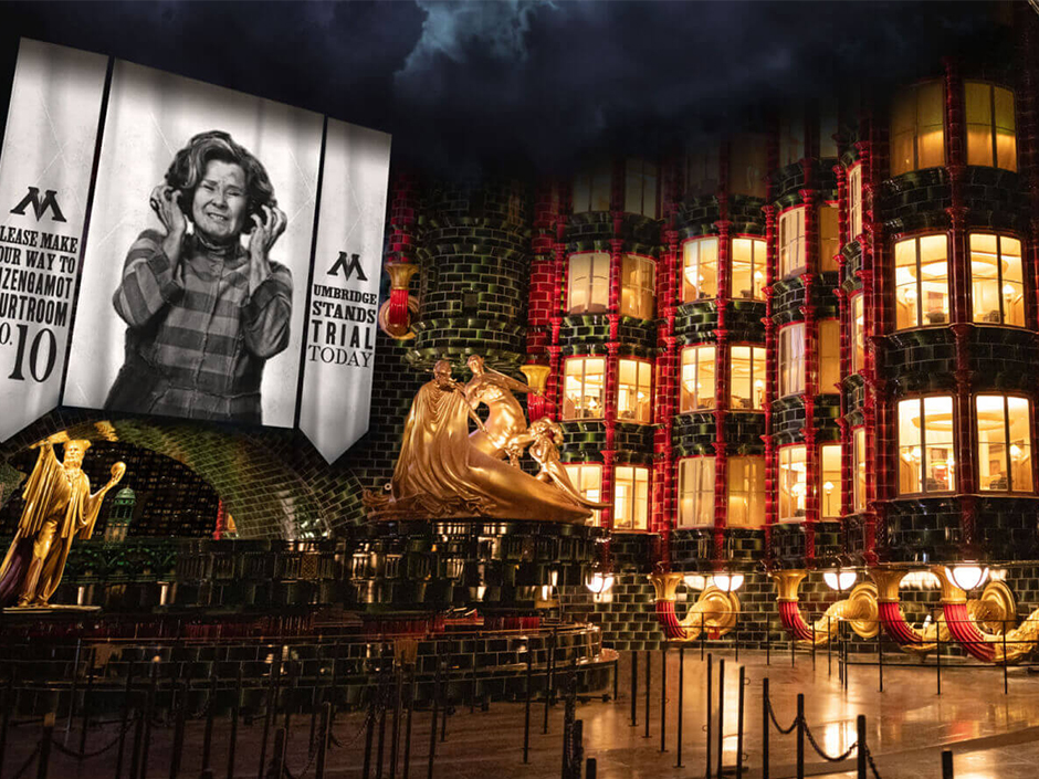 The interior of Harry Potter and the Battle at the Ministry at Universal Epic Universe