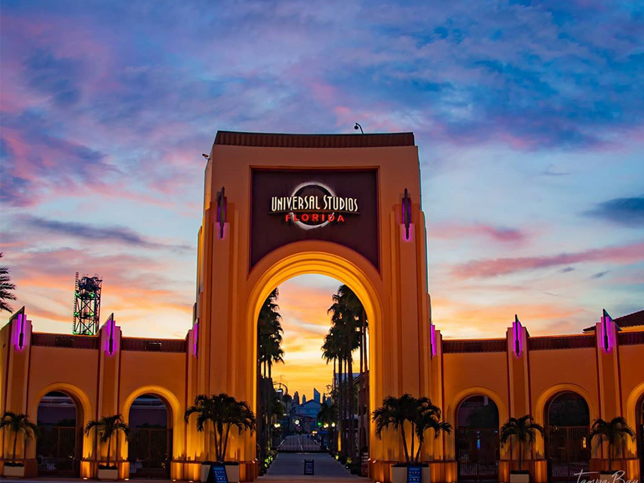 Universal Studios Florida arches at sunset
