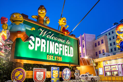Welcome to Springfield sign at Universal Studios Hollywood
