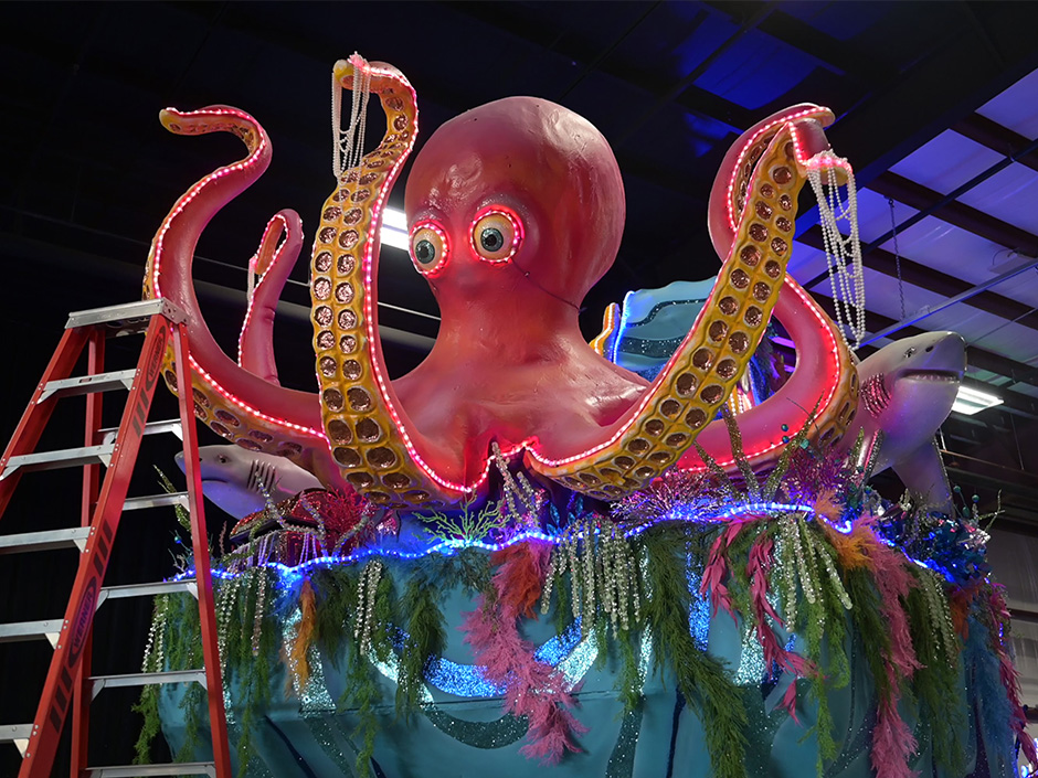 A Mardi Gras float themed to the sea