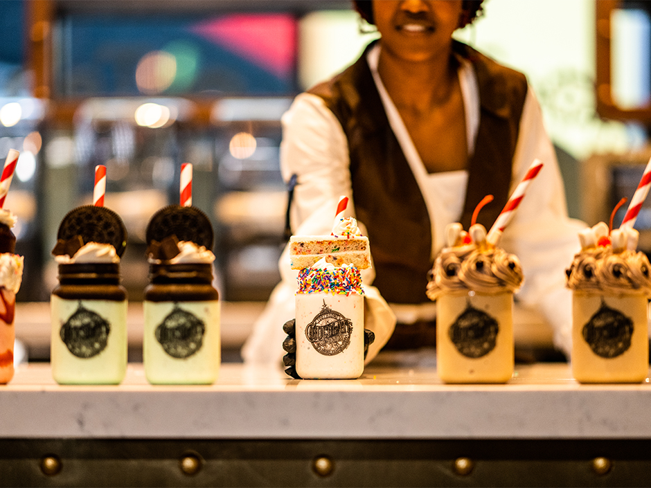 A line up of Toothsome's milkshakes.