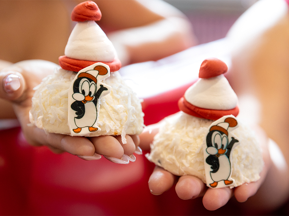 Two Chilly Willy snowballs, part of the 60th Anniversary of the Studio Tour celebration.