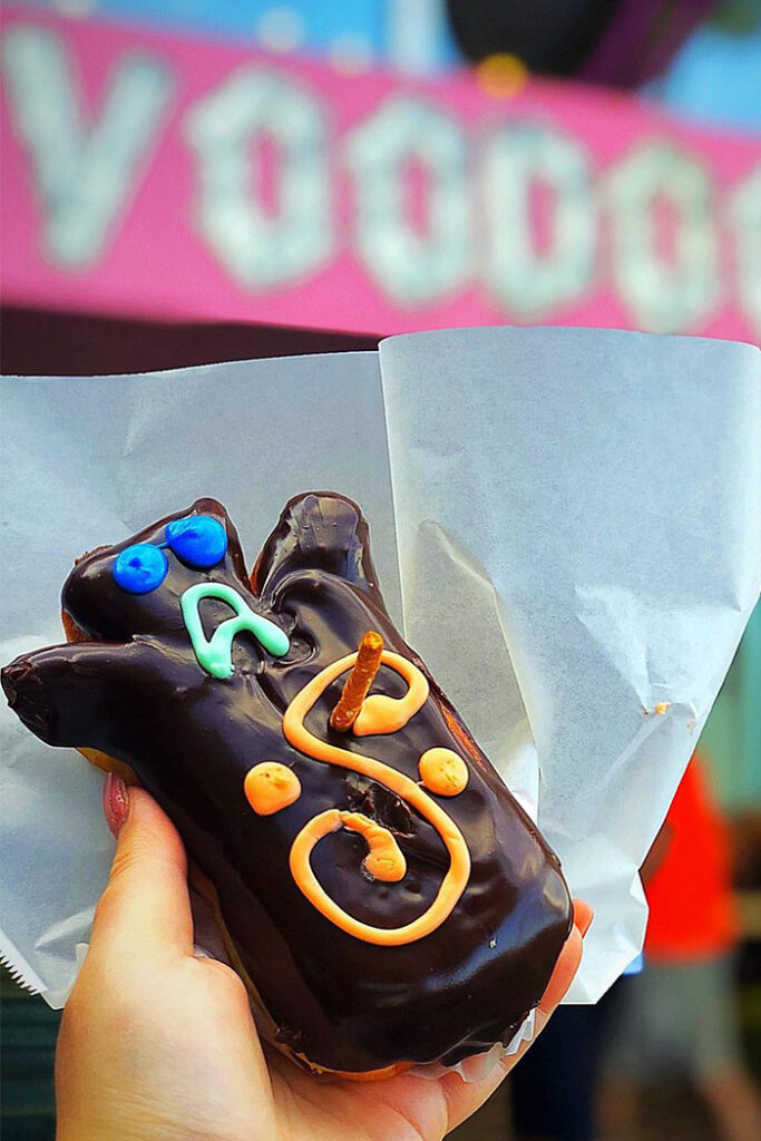 A photo of voodoo themed donut.