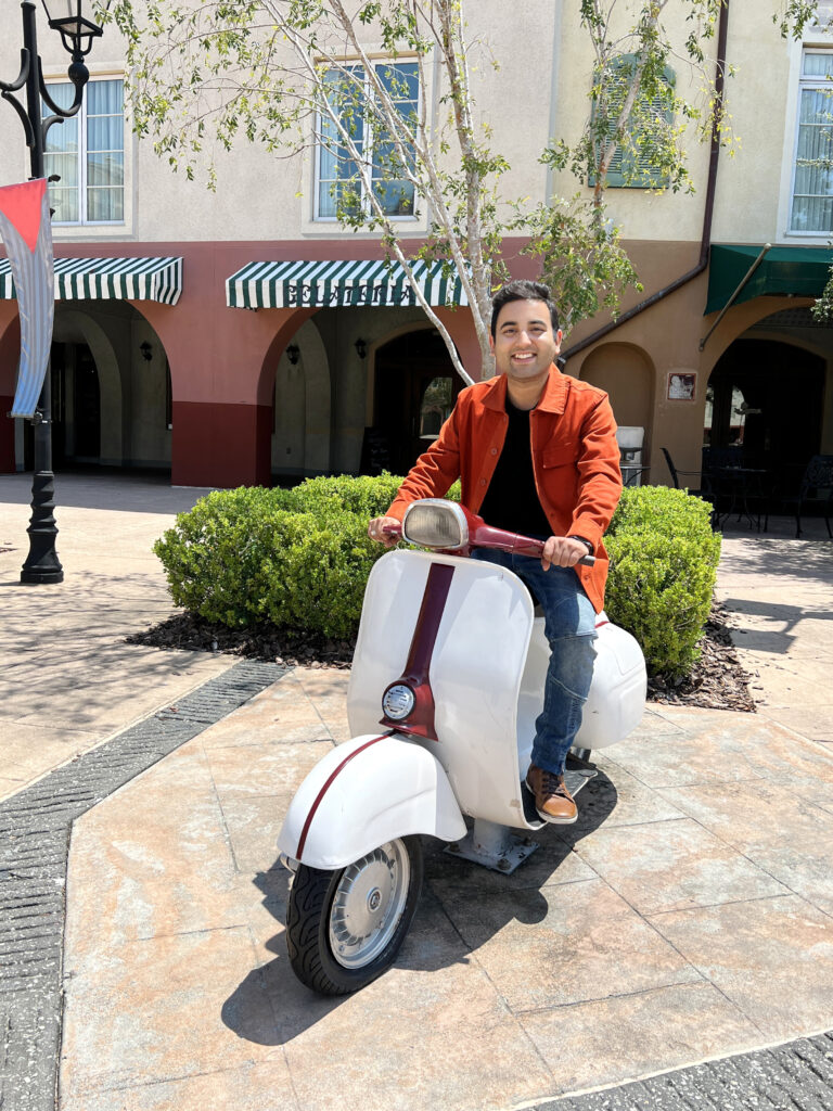 Scooter photo op at Portofino Bay