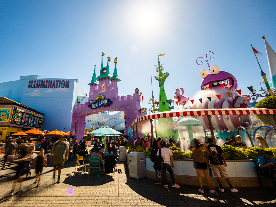 Exterior view of Super Silly Fun Land at Universal Studios Hollywood.