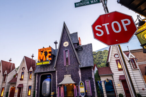 Exterior of Despicable Me: Minion Mayhem at Universal Studios Hollywood.
