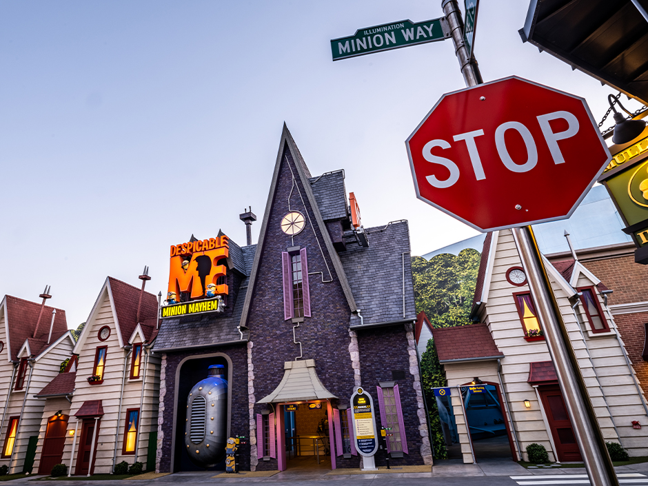 Exterior of Despicable Me: Minion Mayhem at Universal Studios Hollywood.