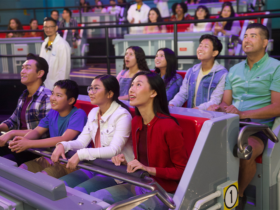 A group of guests take in the fun on Desicable Me: Minion Mayhem.