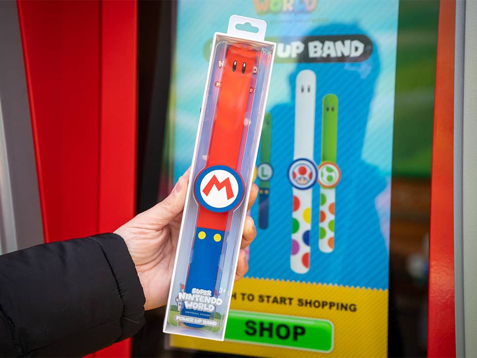 A Mario-themed Power-Up Band in its packaging.