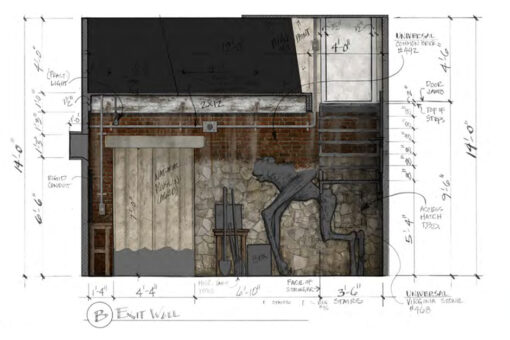 Rendering of "A Quiet Place" house for Halloween Horror Nights.