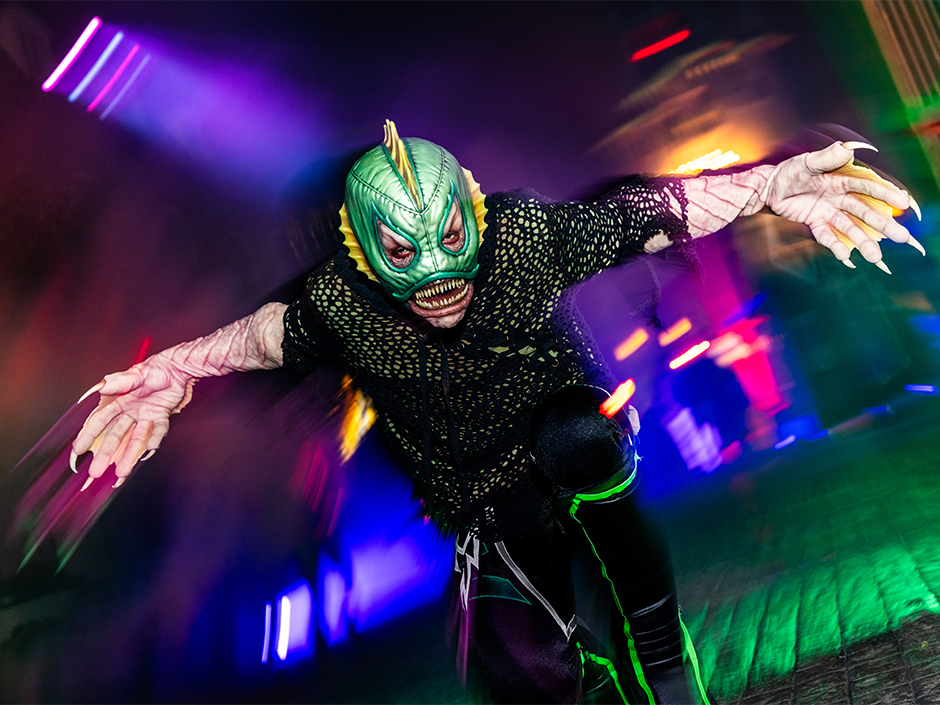 Luchadores Monstruous scare zone at Halloween Horror Nights at Universal Studios Hollywood.