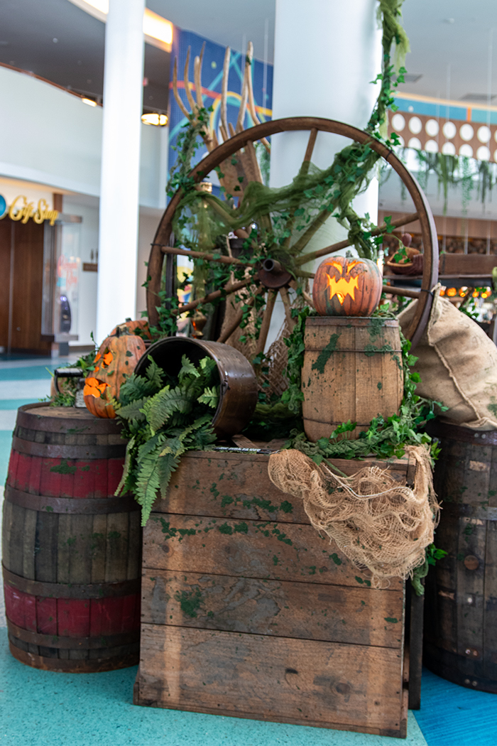 Pumpkin decor at the Cabana Bay Beach Resort lobby.