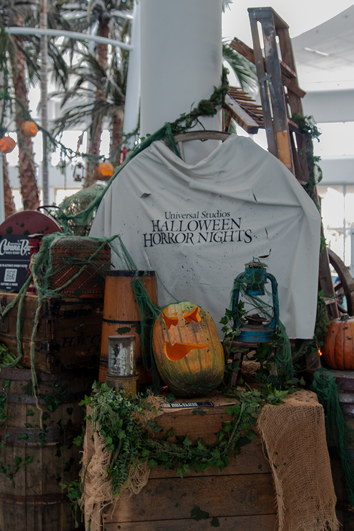 Pumpkin decor at the Cabana Bay Beach Resort lobby.