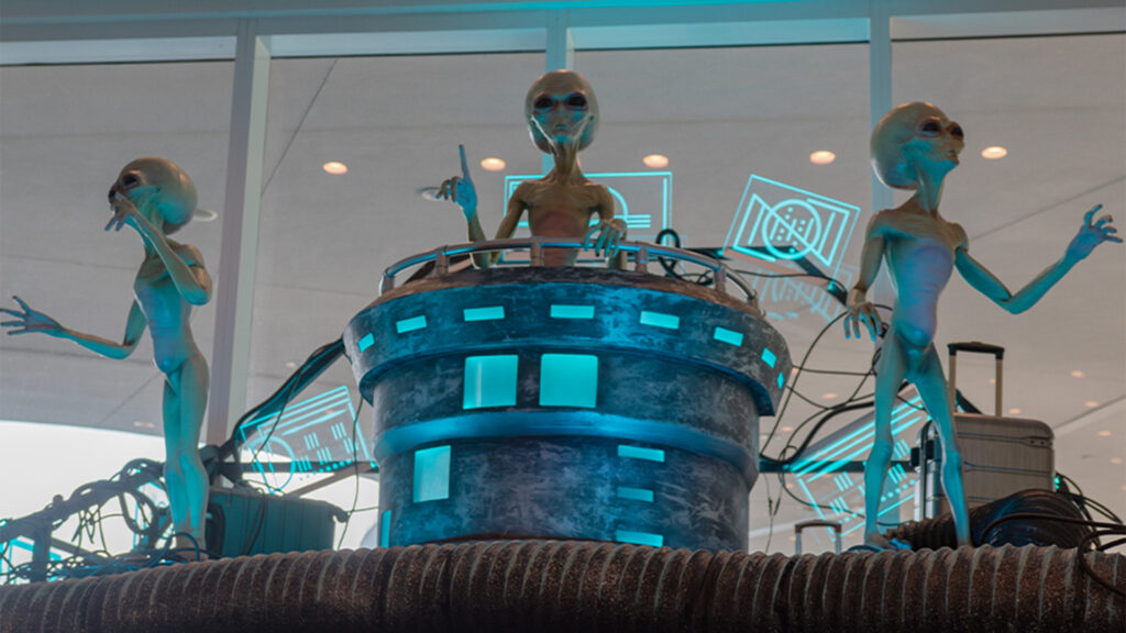 Halloween alien decor at Universal Aventura Hotel.