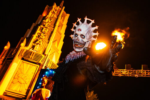 Creature from the "Skull Lordz" scare zone at Halloween Horror Nights at Universal Studios Hollywood.