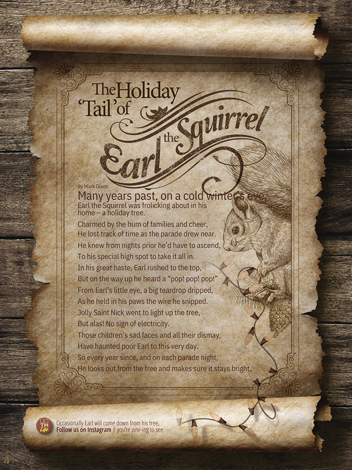 A photo of the poem Mark Dixon wrote about Earl the Squirrel