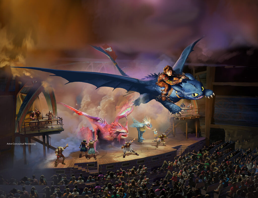 A rendering of the Untrainable Dragon Show in Isle of Berk