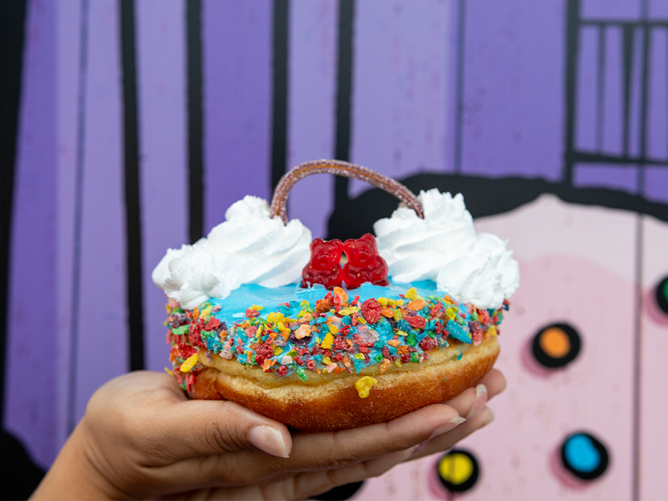 Pride doughnut from Voodoo Doughnut in Universal CityWalk
