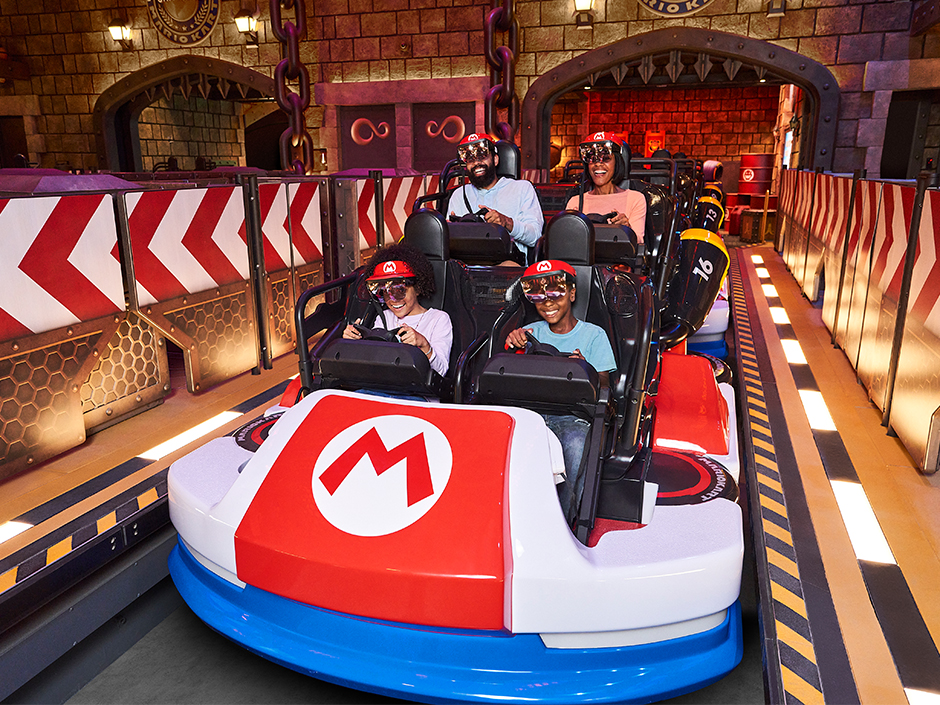 Family on Mario Kart: Bowser's Challenge