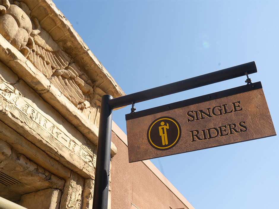 Single Riders line at The Revenge of the Mummy at Universal Studios Hollywood.