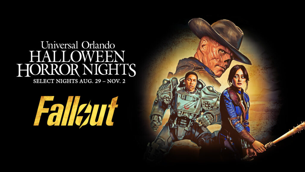 A graphic depicting characters from Fallout, including Lucy, Maximus, and The Ghoul